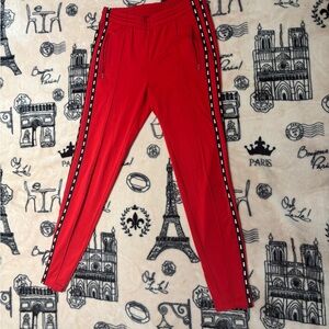 Victoria's Secret Red Track Pants with Black and White Stripes